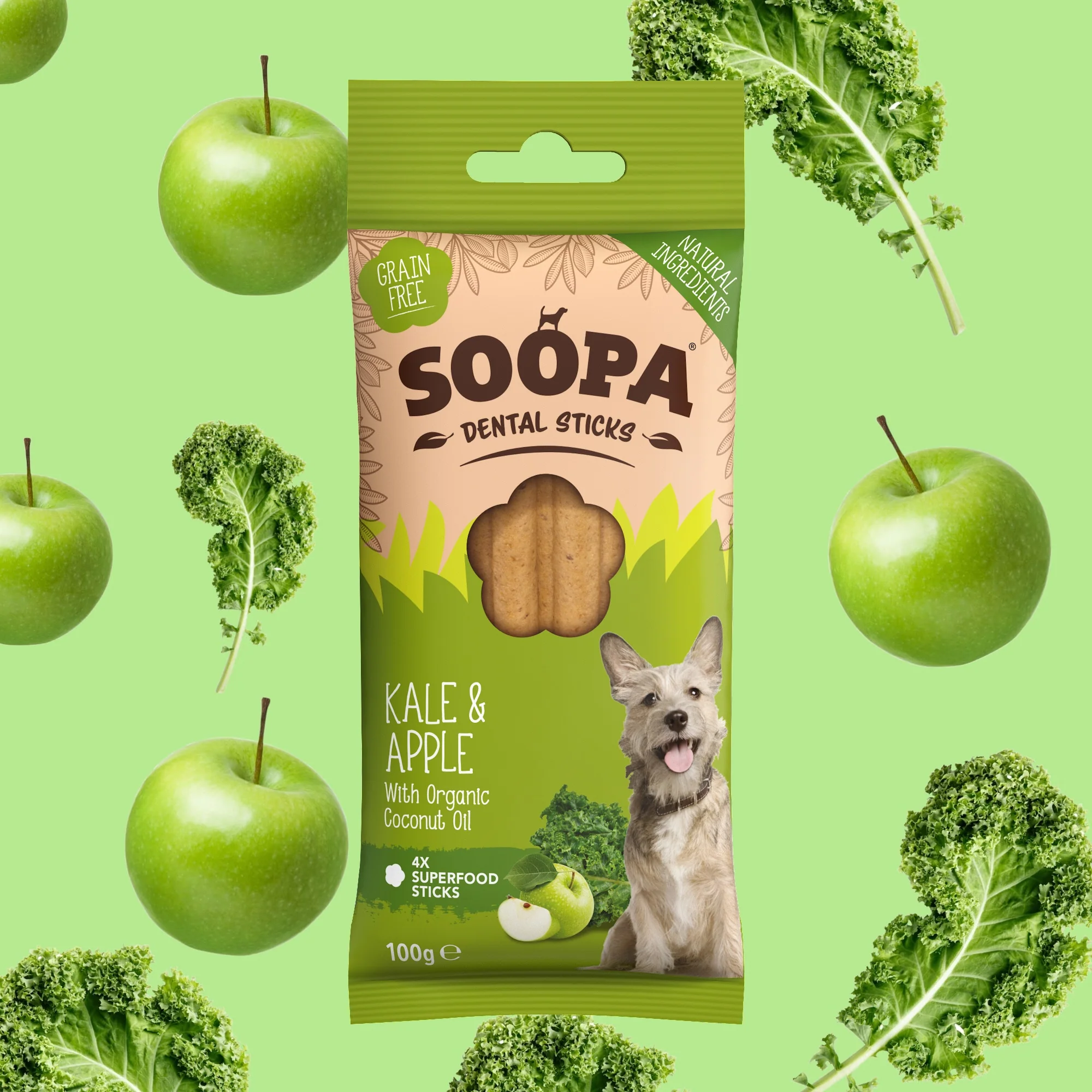 Soopa Kale & Apple Dental Sticks - past BB Date