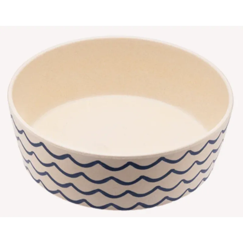 Printed Bamboo Food & Water Bowl - Ocean Waves - (Various Sizes)