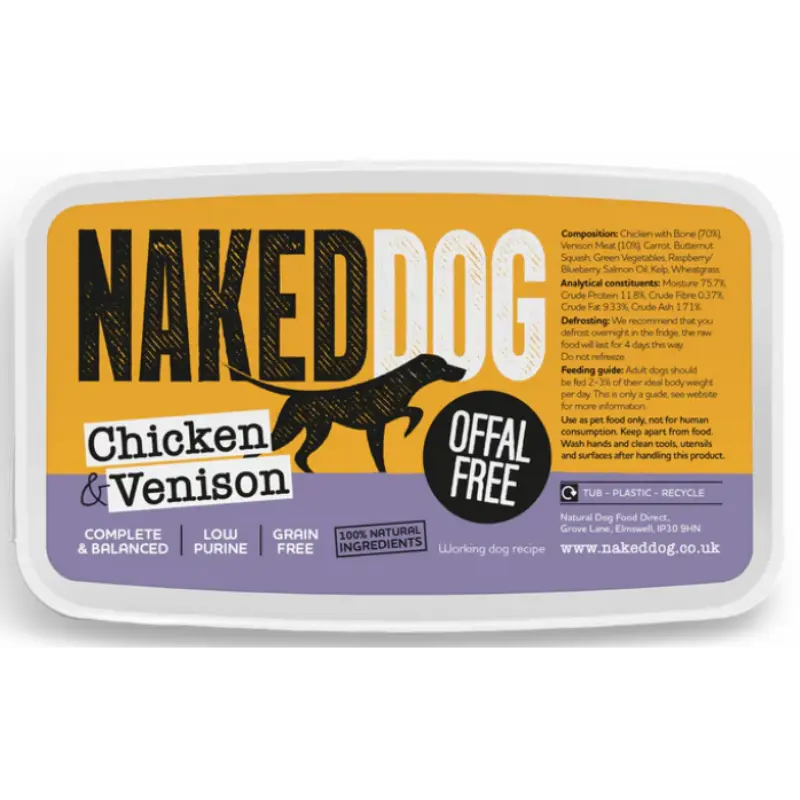 Naked Dog Offal Free Chicken & Venison - 2x 500g