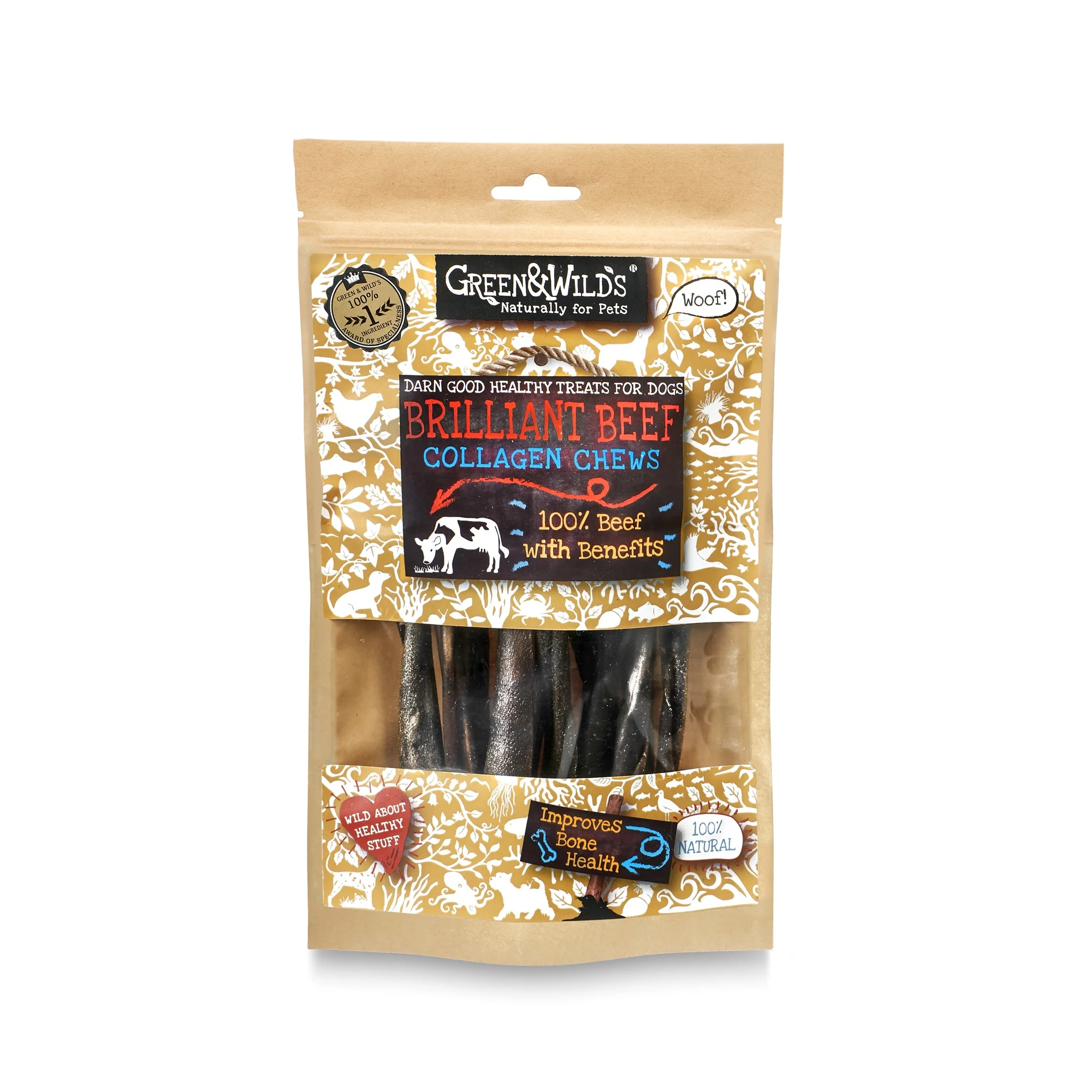 Green & Wilds Brilliant Beef Collagen Chews - 100g - Image 2