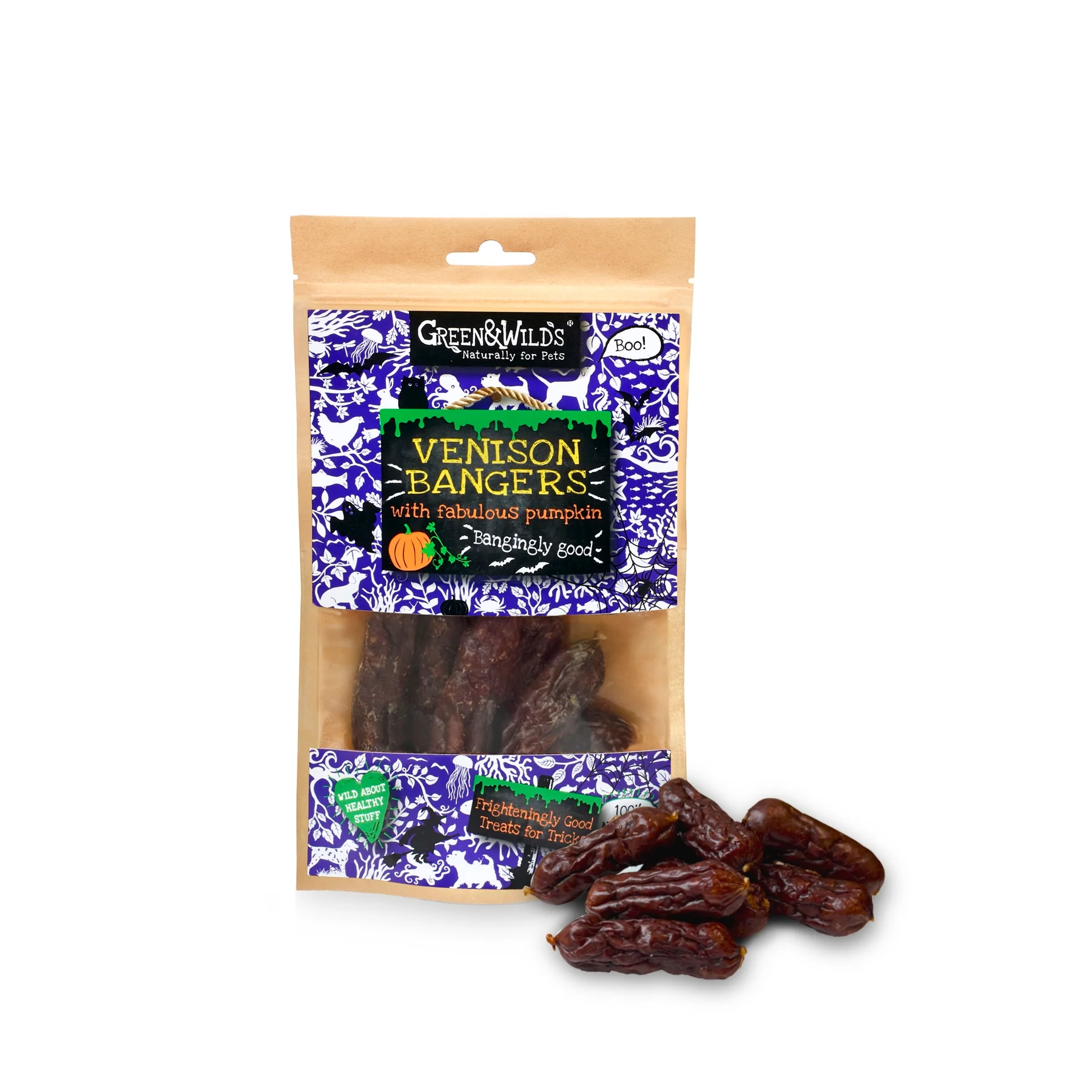 Green & Wilds Venison Bangers with Pumpkin - 75g - Image 2