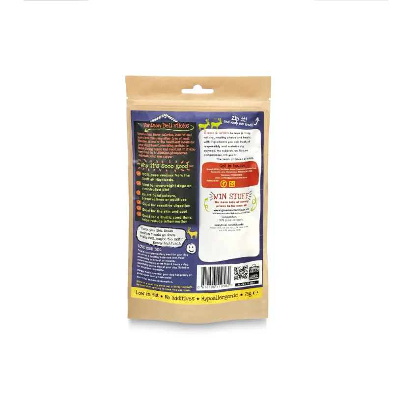 Green & Wilds Venison Sticks - 75g - Image 3